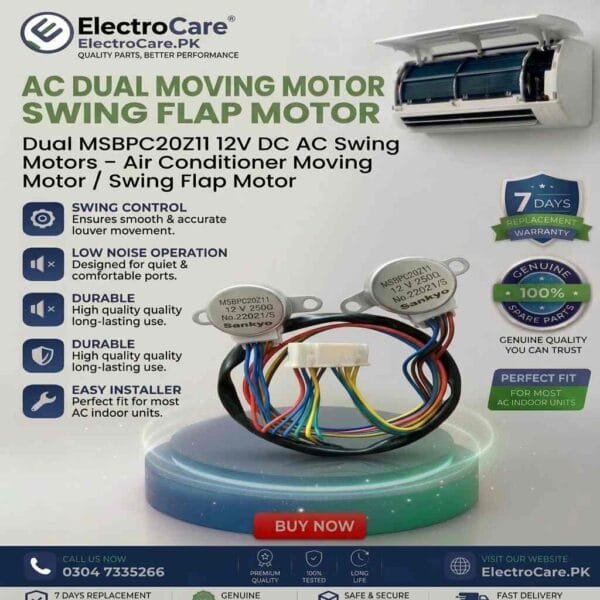MSBPC20Z11 12V DC AC DUAL Swing Motor – Air Conditioner Moving Motor / Swing Flap Motor