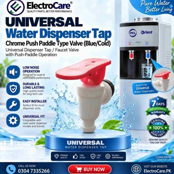 UNIVERSAL Water Dispenser Tap – Chrome Push Paddle Type Valve (Blue/Cold)