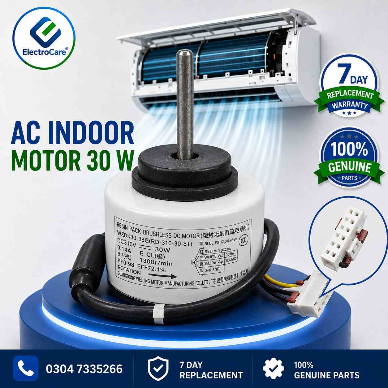 ChatGPT Image Sep 5 2026 04_45_28 P-100kb 30W AC Indoor Fan Motor – Air Conditioner Indoor Unit Blower Motor - Image 1