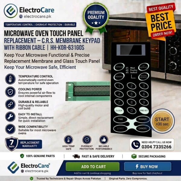 Microwave Oven Touch Panel Replacement Membrane Keypad with Ribbon Cable – Express, Jet Defrost & Numeric Keypad