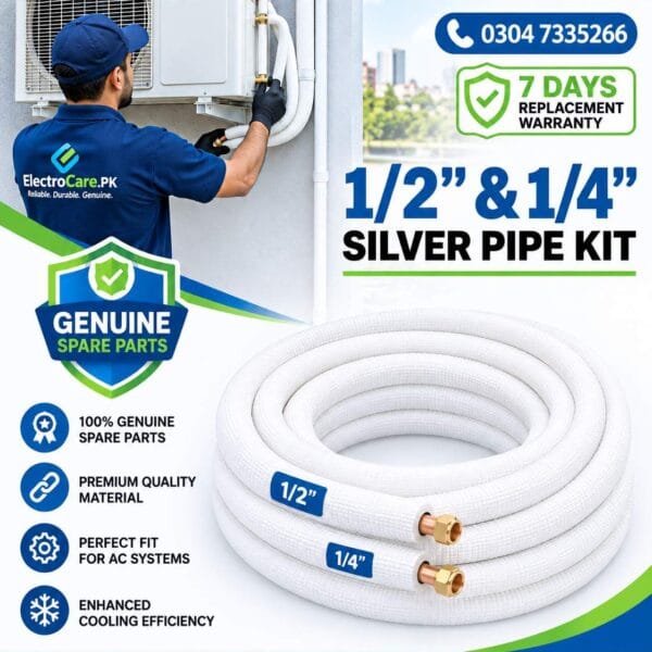 Silver Kit AC Pipe 1/4 & 1/2 Inch 15 Feet – AC Connecting & Installation Pipe