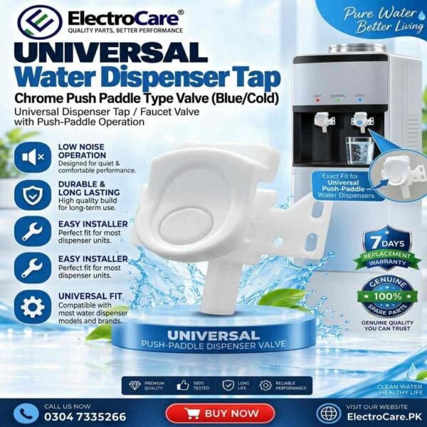 UNIVERSAL Water Dispenser Tap – Chrome Push Paddle Type Valve (Blue/Cold)