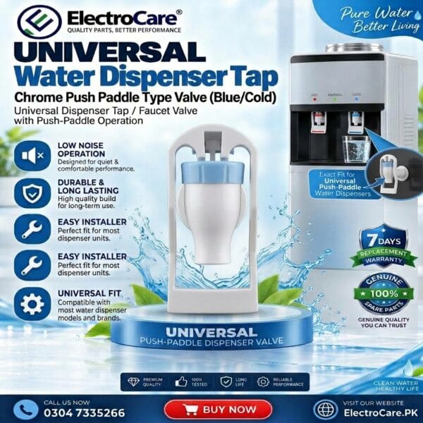 UNIVERSAL Water Dispenser Tap – Chrome Push Paddle Type Valve (Blue/Cold)