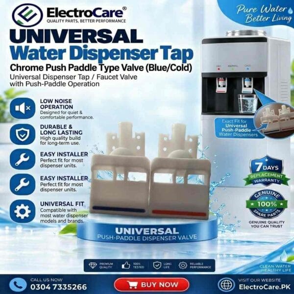 UNIVERSAL Water Dispenser Tap 1 PIECE – Chrome Push Paddle Type Valve (Blue/Cold)