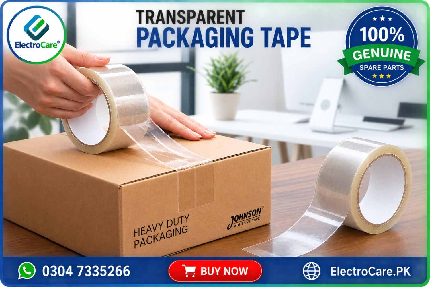 whit-100kb TRANSPARENT Tape 50YARD | Paper Masking Tape for Painting & General Use in Pakistan - Image 1