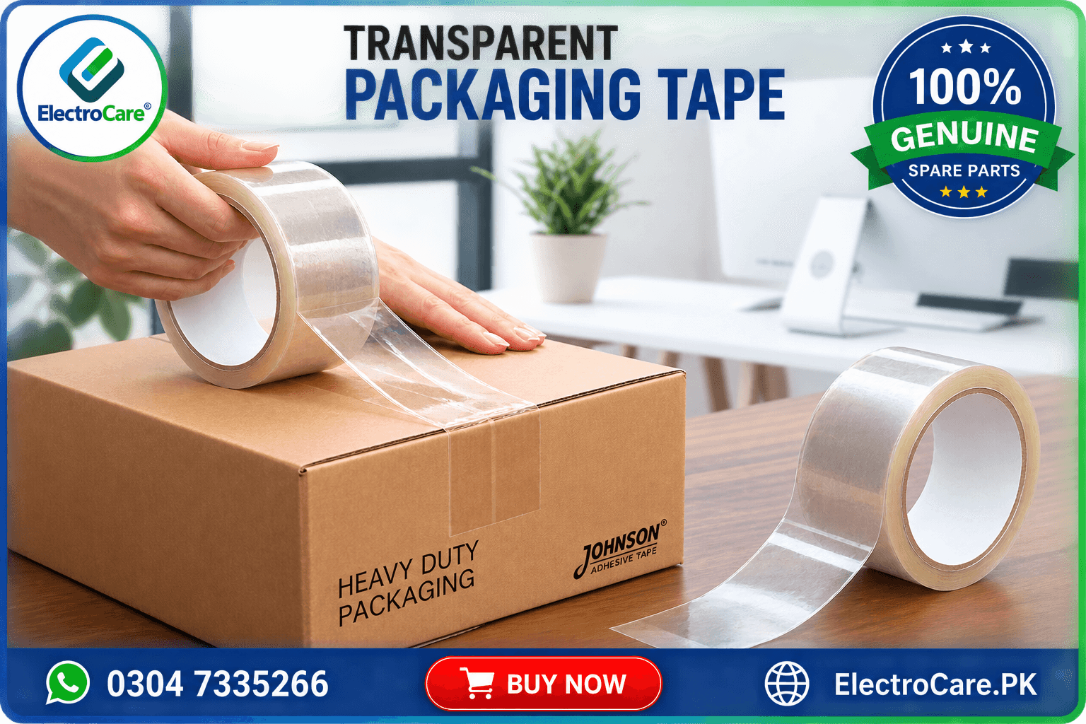white TRANSPARENT Tape 30YARD | Paper Masking Tape for Painting & General Use in Pakistan - Image 1